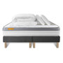 Voir la diapositive 2 : SEPTNUITS Pack matelas + double sommiers gris Memo Zen Mousse à mémoire de forme 5 zones de confort MAXI épaisseur