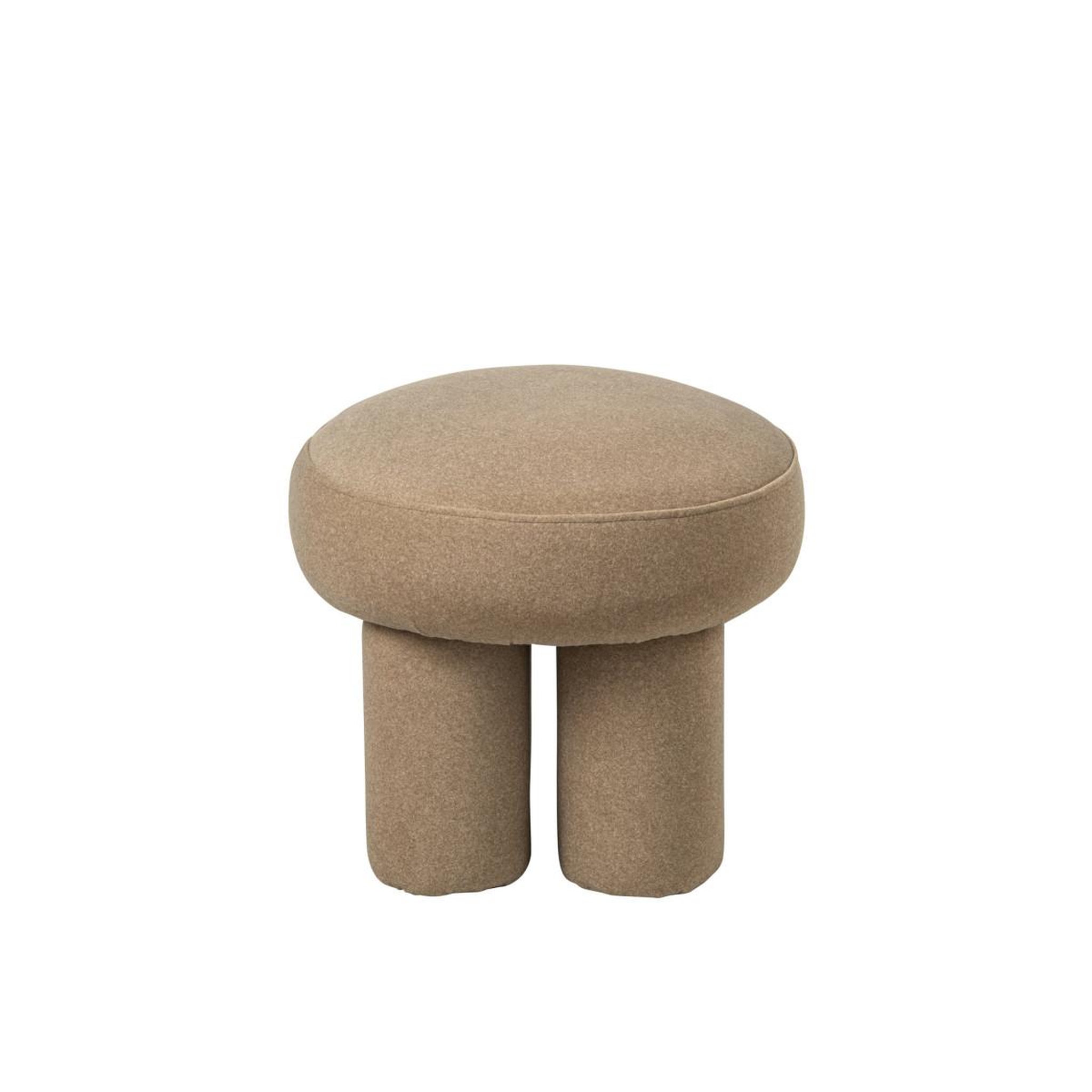 Voir la diapositive 2 : J-LINE Pouf rond sur pieds  toffee  48cm beige