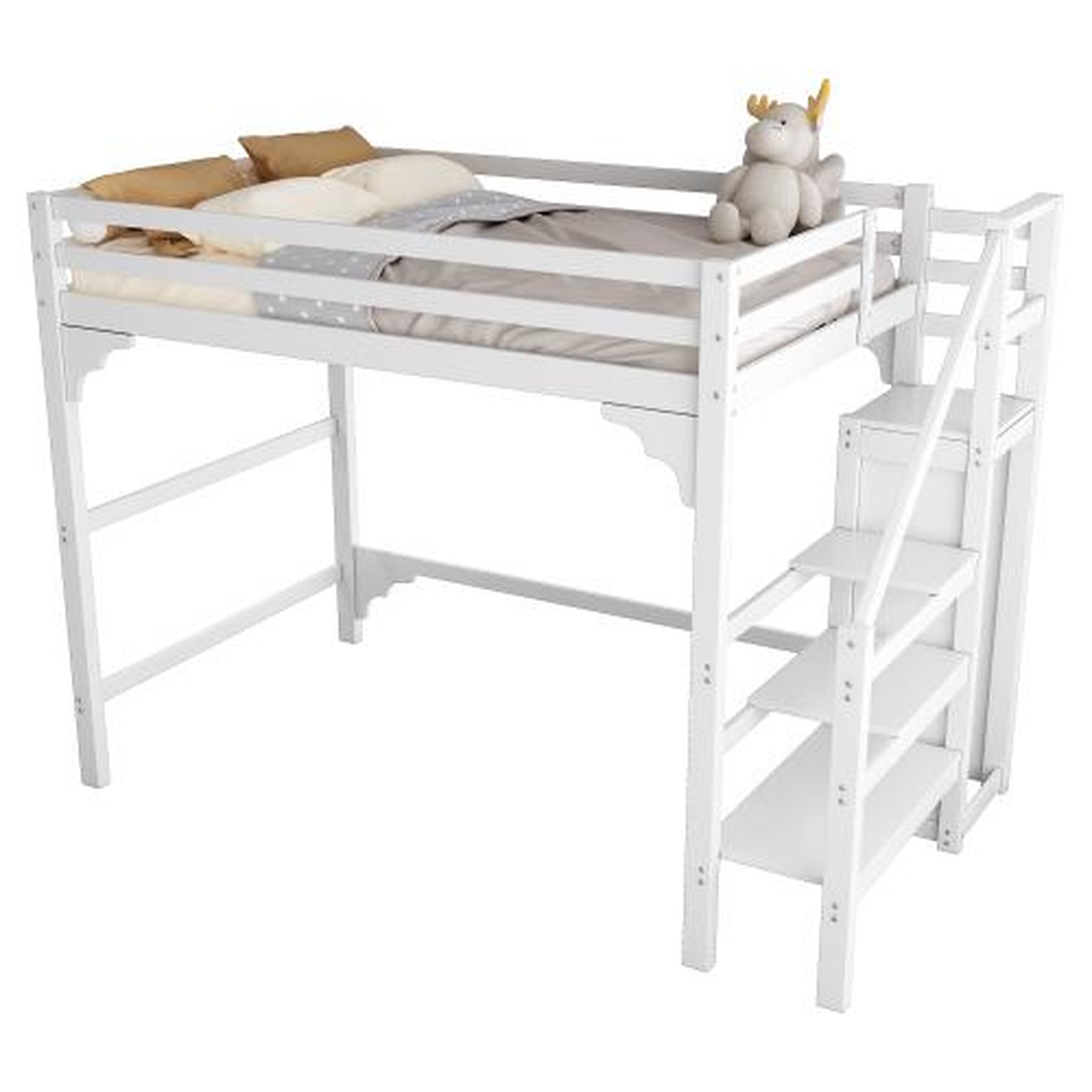 MERAX Lit mezzanine 140x200 cm coloris blanc pin