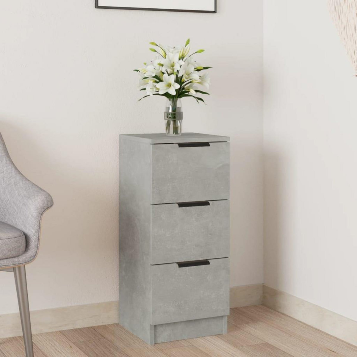 VIDAXL Buffet Gris beton 30x30x70 cm Bois d'ingenierie