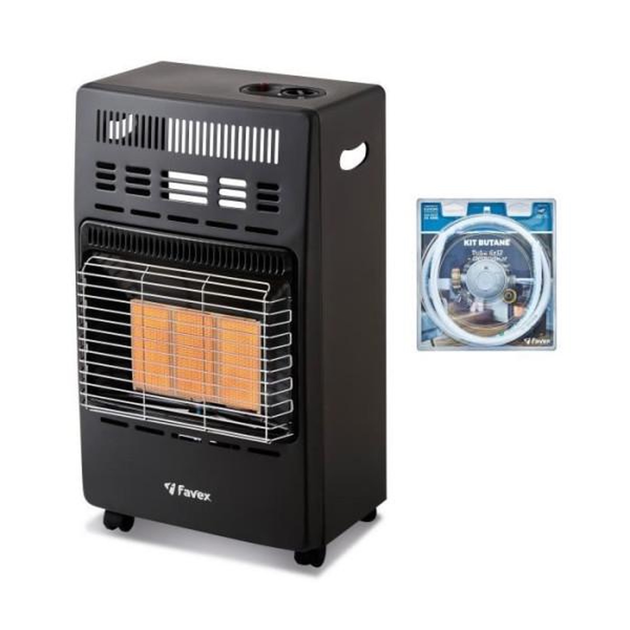 Voir la diapositive 5 : FAVEX Chauffage d'appoint infrarouge au gaz butane kern - allumage par piezo - surface de chauffe jusqu'a 40 m² - 3 niveaux de puissa