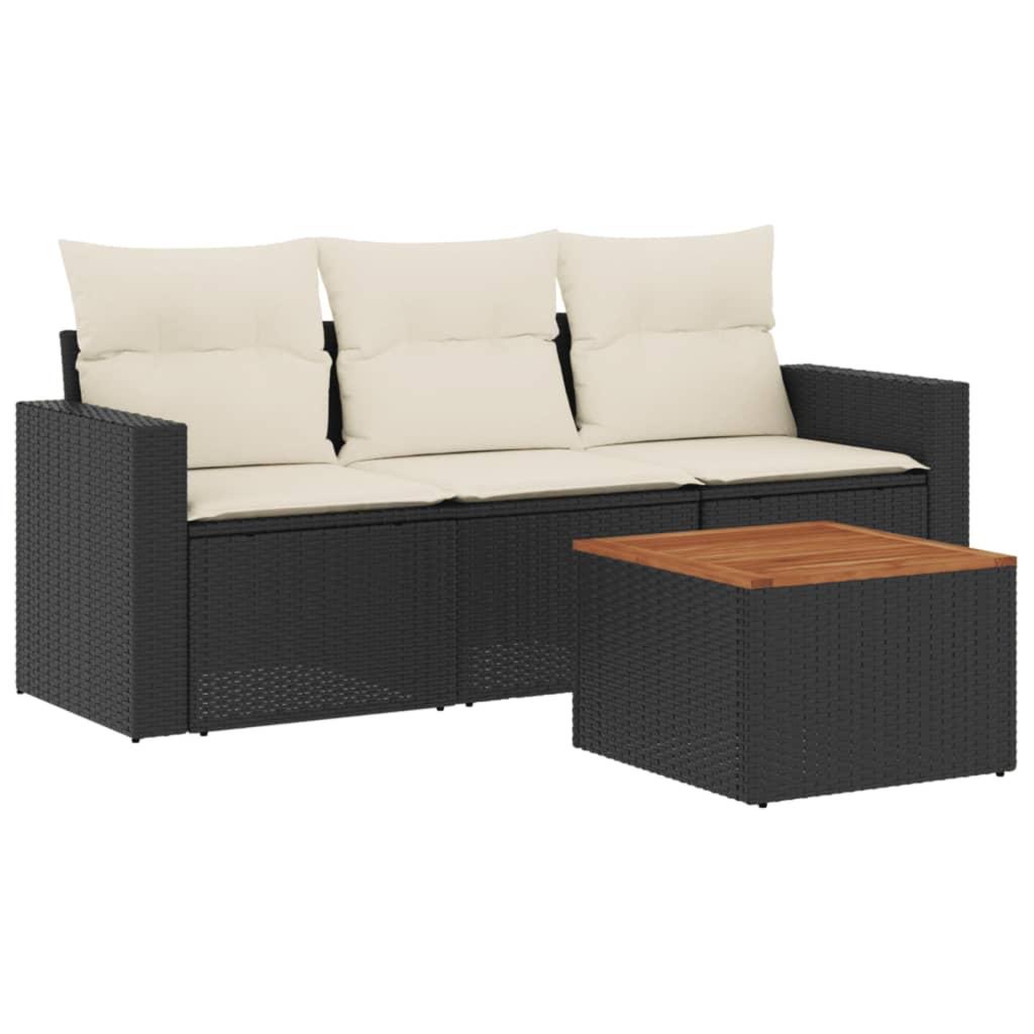Voir la diapositive 2 : VIDAXL Salon de jardin 4 pcs avec coussins noir resine tressee