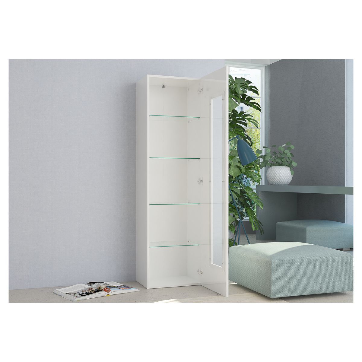 Vitrine 1 porte 4 étagères TECHNO