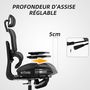 Voir la diapositive 6 : HOMCOM Fauteuil de bureau ergonomique grand confort entièrement réglable tissu maille noir