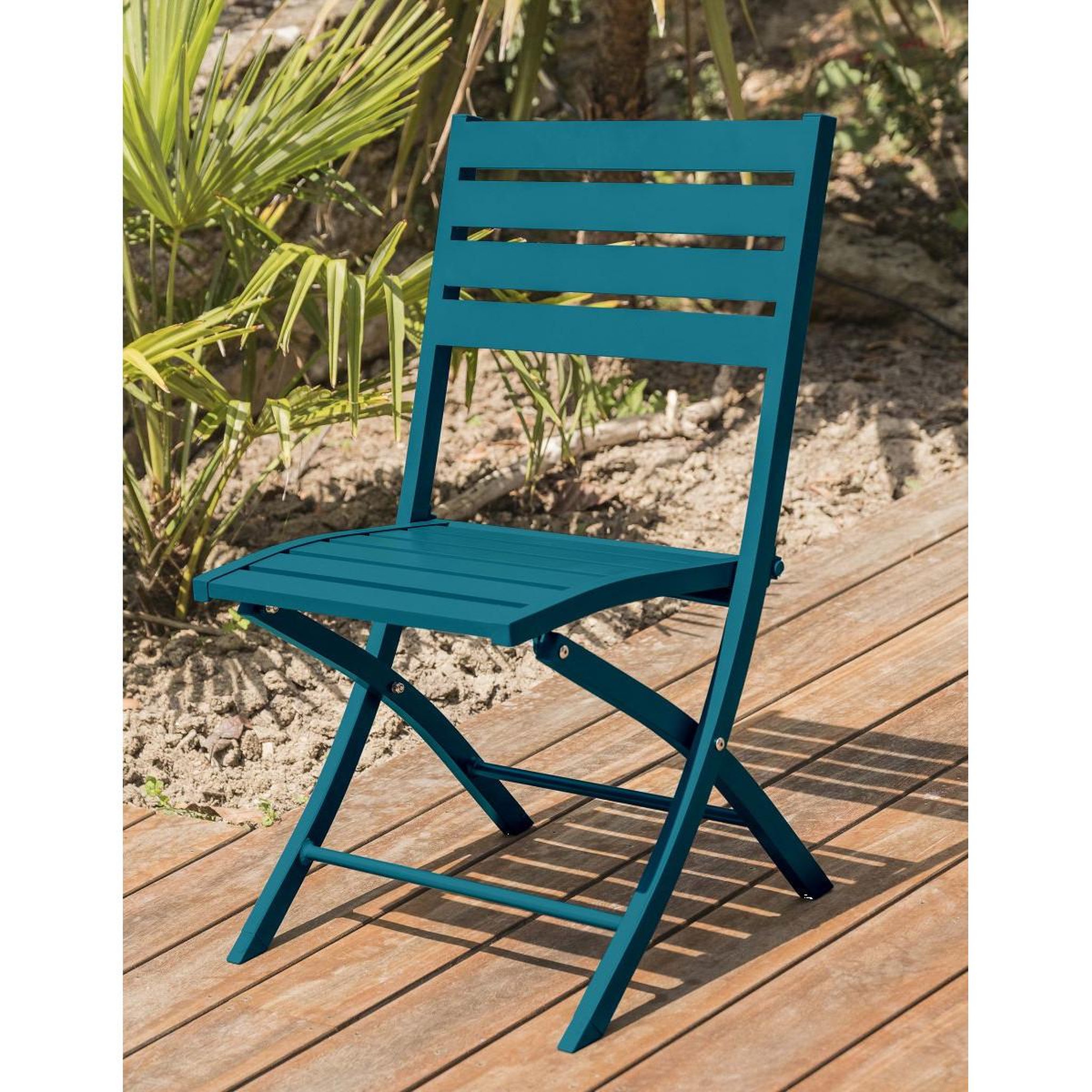Voir la diapositive 3 : Paris Prix Lot de 2 chaises de jardin pliantes  marius  82cm bleu canard