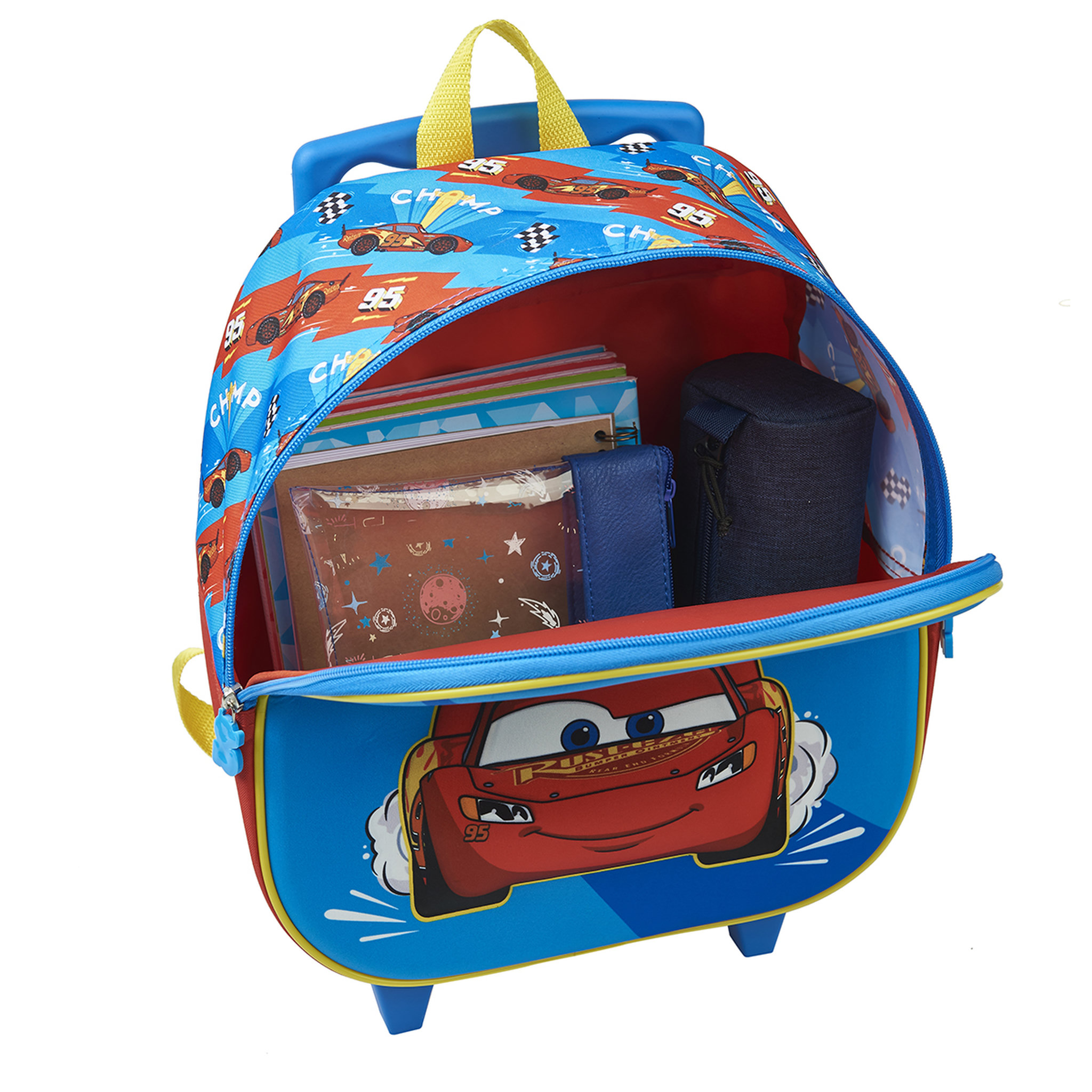 Voir la diapositive 4 : DISNEY Sac maternelle à roulettes bleu Cars