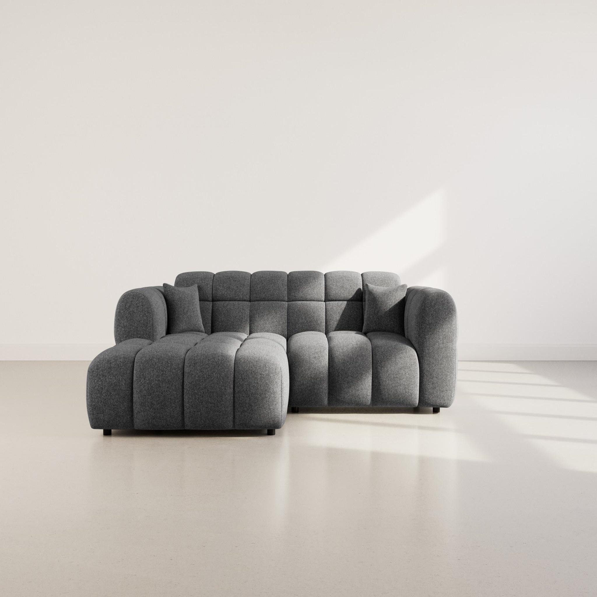 Voir la diapositive 2 : BEST MOBILIER Mini ray - canapé d'angle gauche 4 places en tissu texturé