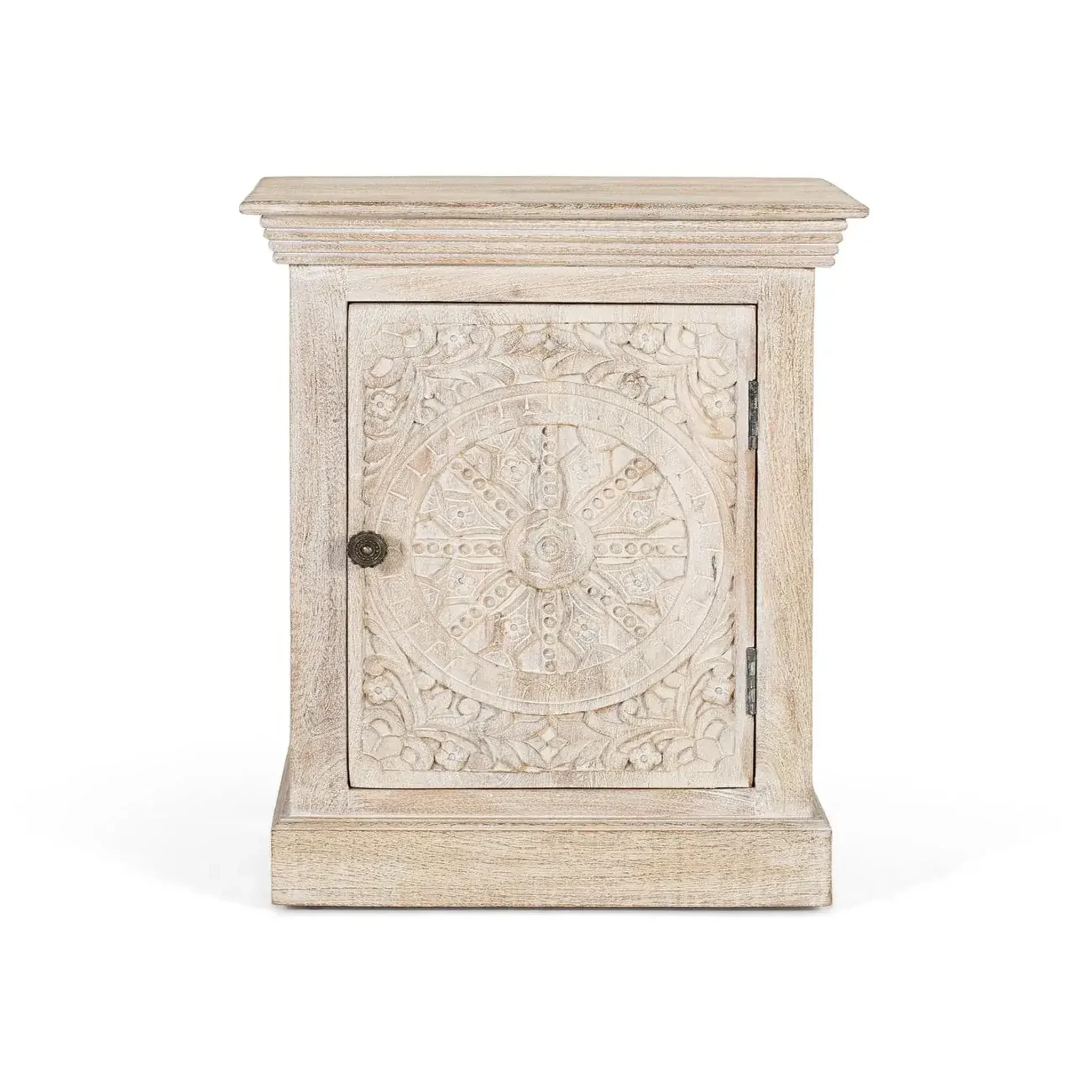 GINER Y COLOMER SL Table de chevet en bois de manguier 56 cm style ethnique colonial sculpté