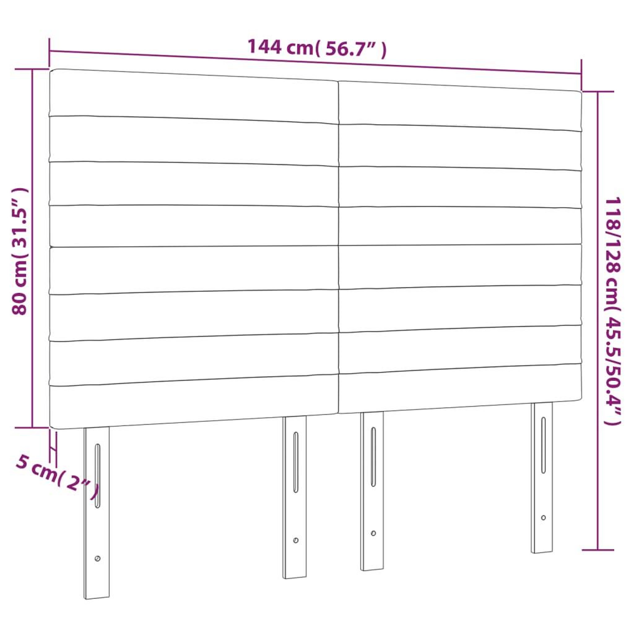 Voir la diapositive 6 : VIDAXL Tete de lit a LED Rose 144x5x118/128 cm Velours