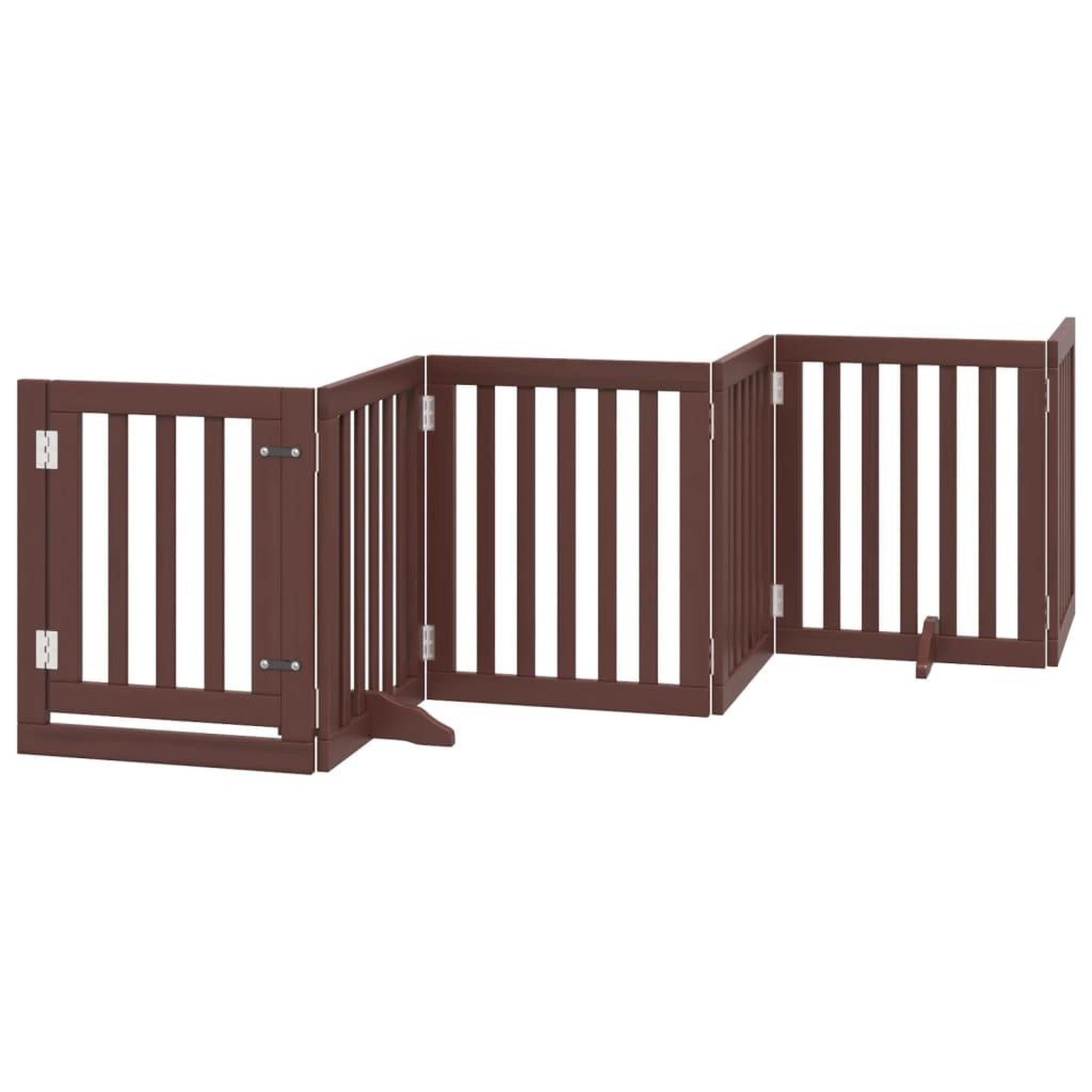 Voir la diapositive 2 : VIDAXL Barriere pour chiens avec porte 6 panneaux bois de peuplier