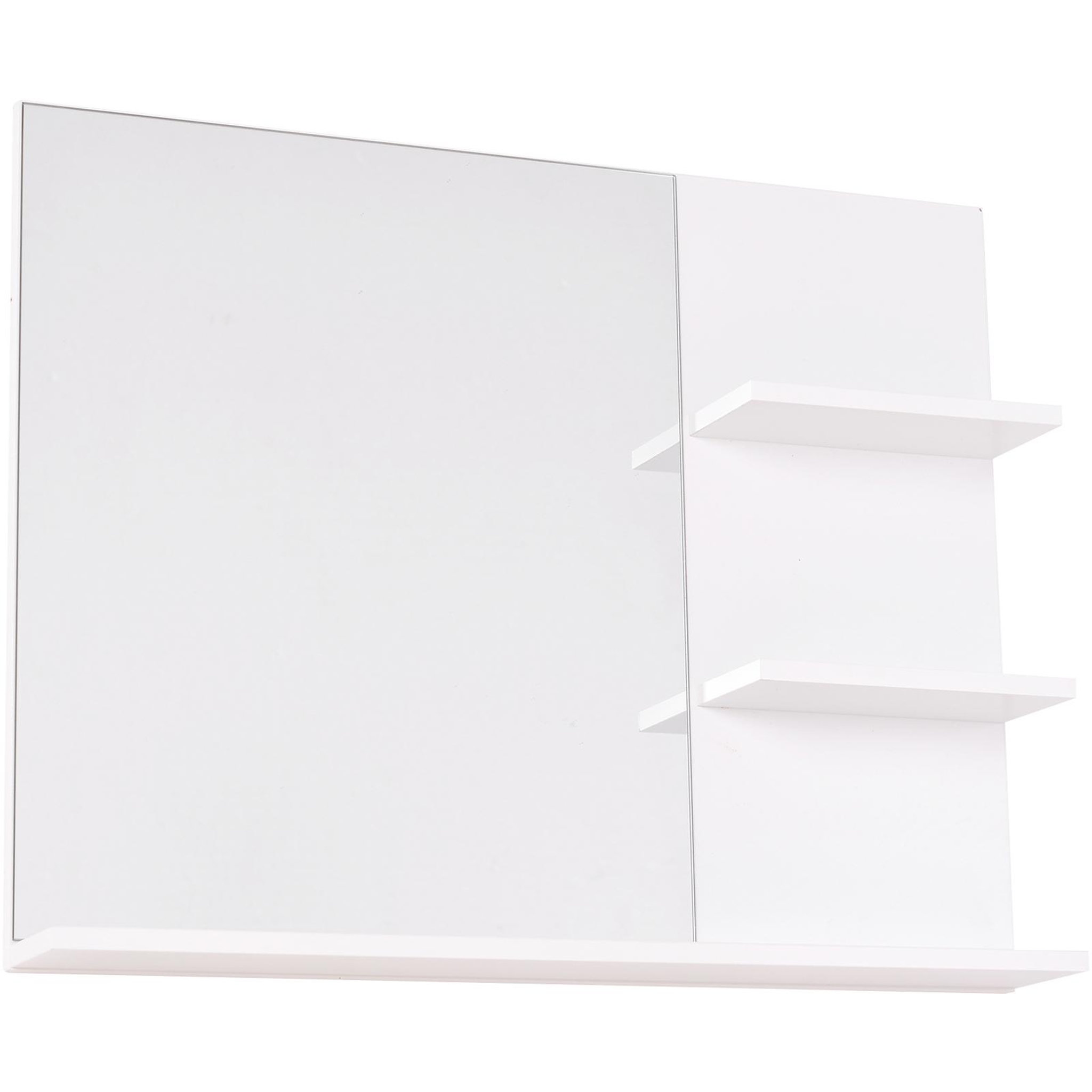Voir la diapositive 5 : HOMCOM Miroir de salle de bain avec étagères - 2 étagères latérales + grande étagère inférieure - kit installation fourni - mdf blanc