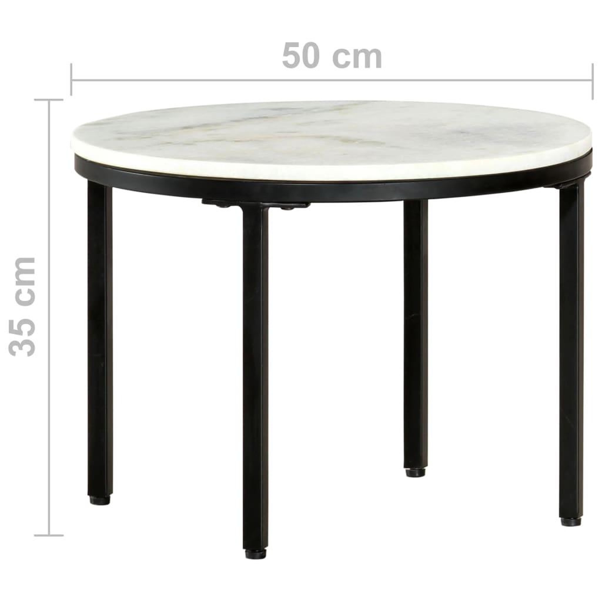 Voir la diapositive 4 : VIDAXL Table basse Blanc et noir Ø50 cm Marbre solide veritable