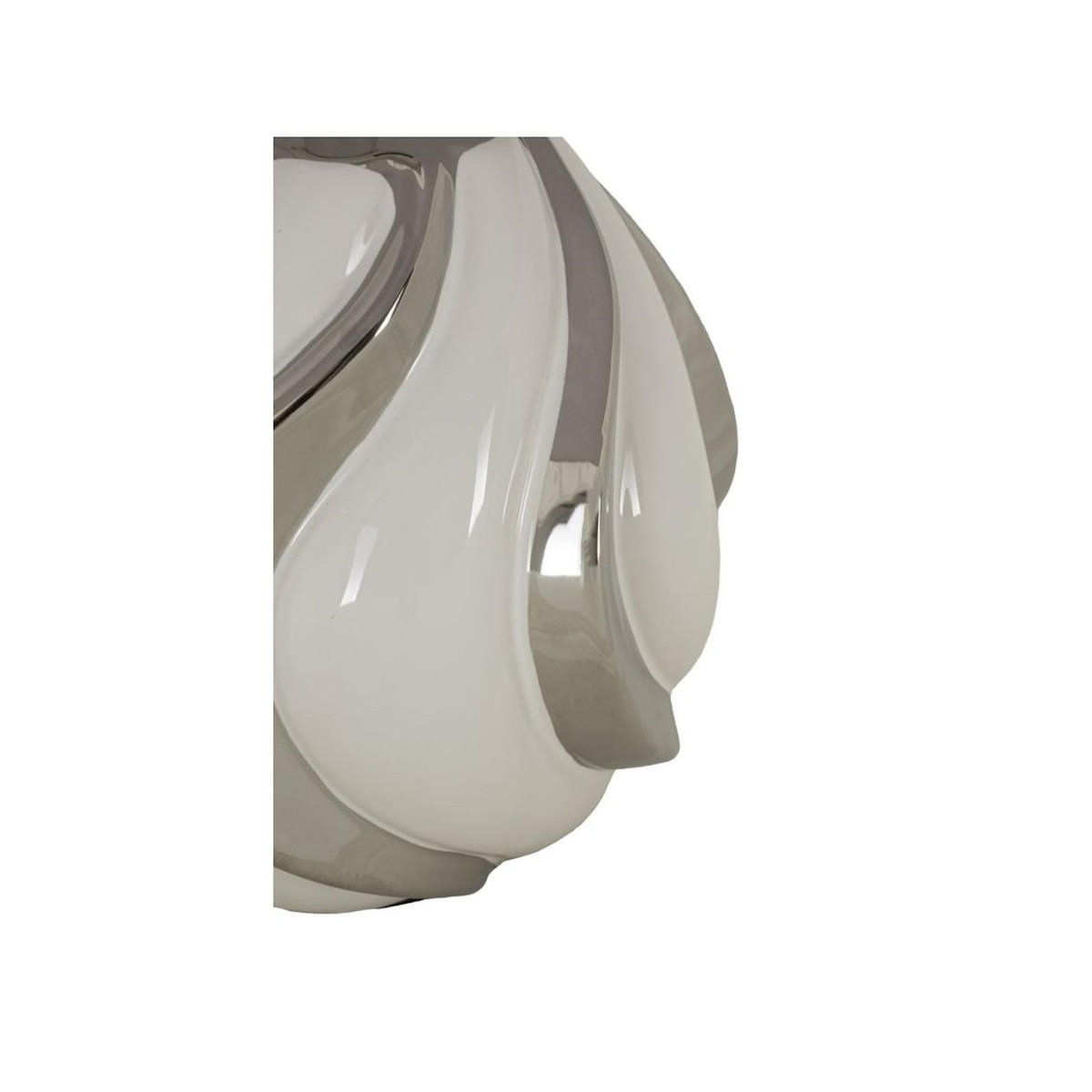 Paris Prix Lampe à Poser en Céramique  Shiney  42cm Blanc & Argent