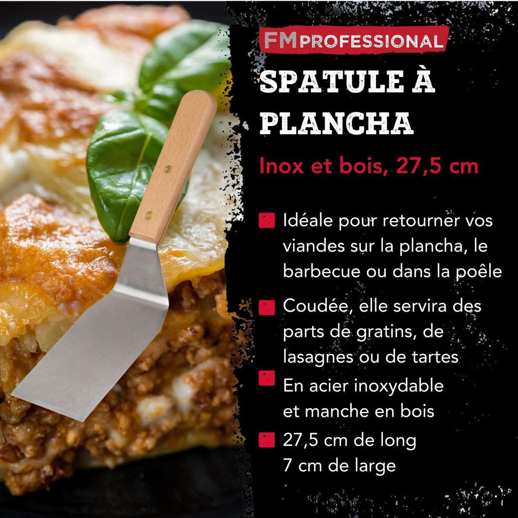 Voir la diapositive 3 : FM PROFESSIONAL Spatule à plancha 27,5 cm fm professional
