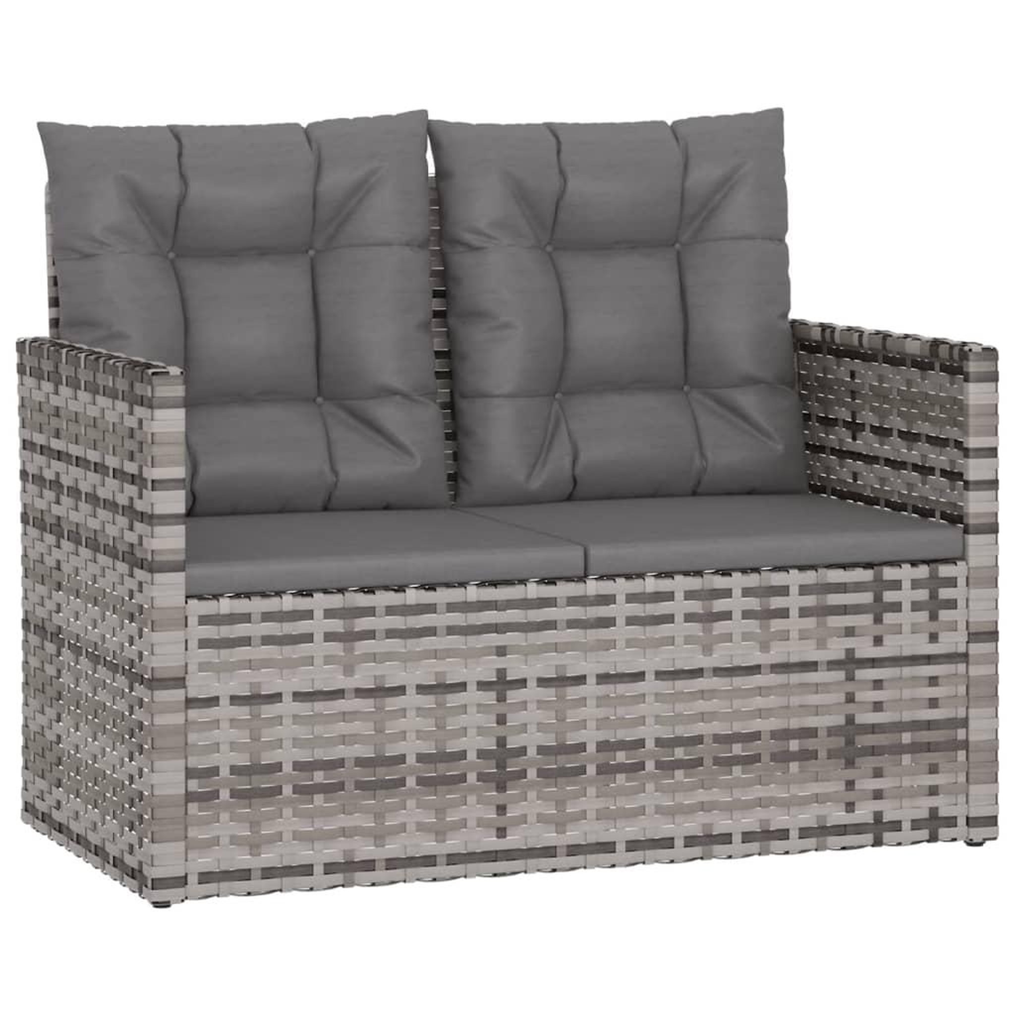 Voir la diapositive 4 : VIDAXL Mobilier d'exterieur 4 pcs avec coussins Resine tressee Gris