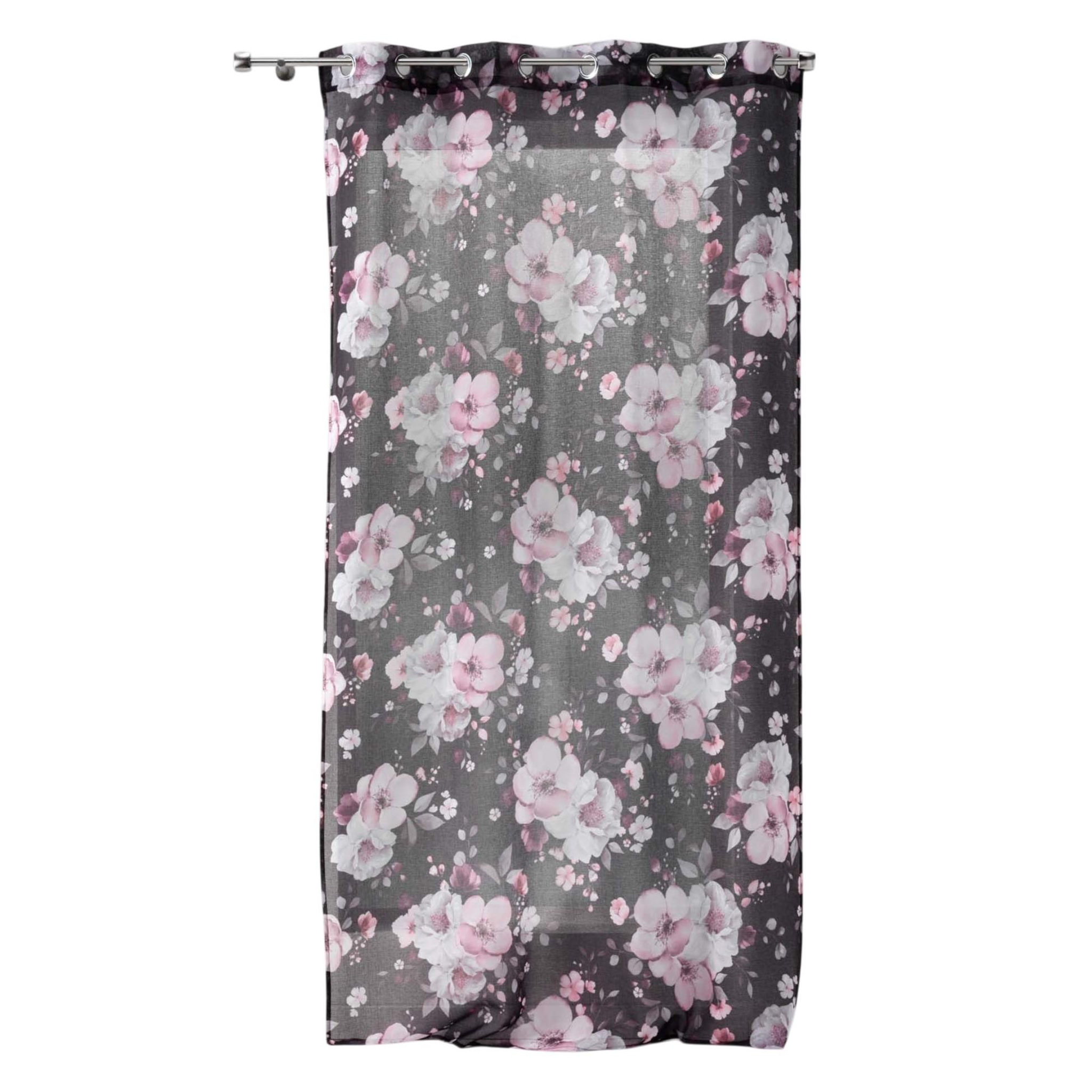 Eden Voilage a oeillets bouquet de fleurs. Coloris disponibles : Noir