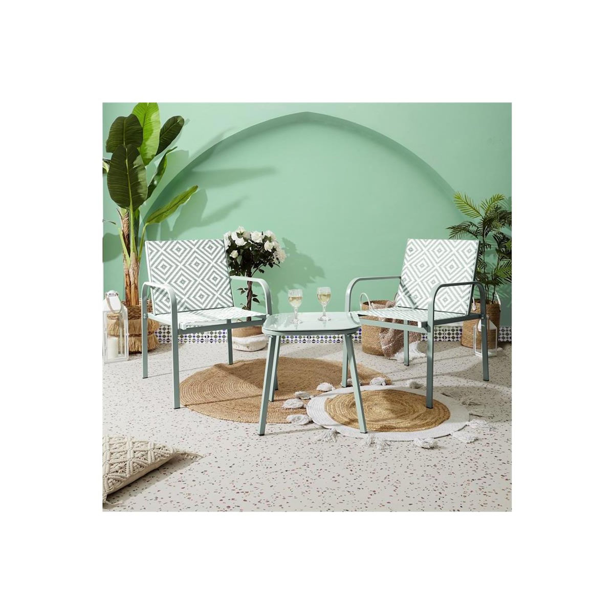 Paris Prix Salon de Jardin 2 Places  Mexico  83cm Vert