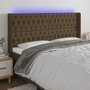 Voir la diapositive 1 : VIDAXL Tete de lit a LED Marron fonce 203x16x118/128 cm Tissu