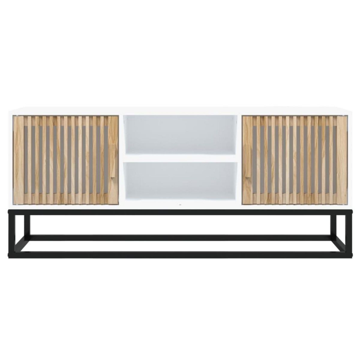 VIDAXL Meuble TV blanc 105x30x45 cm bois d'ingenierie et fer