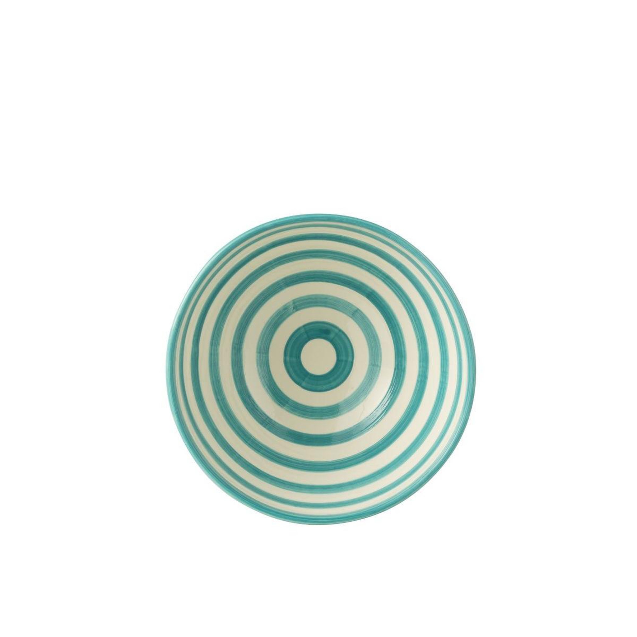 Voir la diapositive 2 : J-LINE Saladier en céramique  granada rayure  28cm bleu aqua