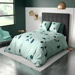 Les Ateliers du Linge Parure housse de couette 100% microfibre 60 gsm -hawak. Coloris disponibles : Vert