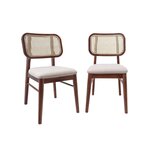 SWEEEK Lot de 2 chaises vintage bois d'hévéa cannage et bouclette Mani