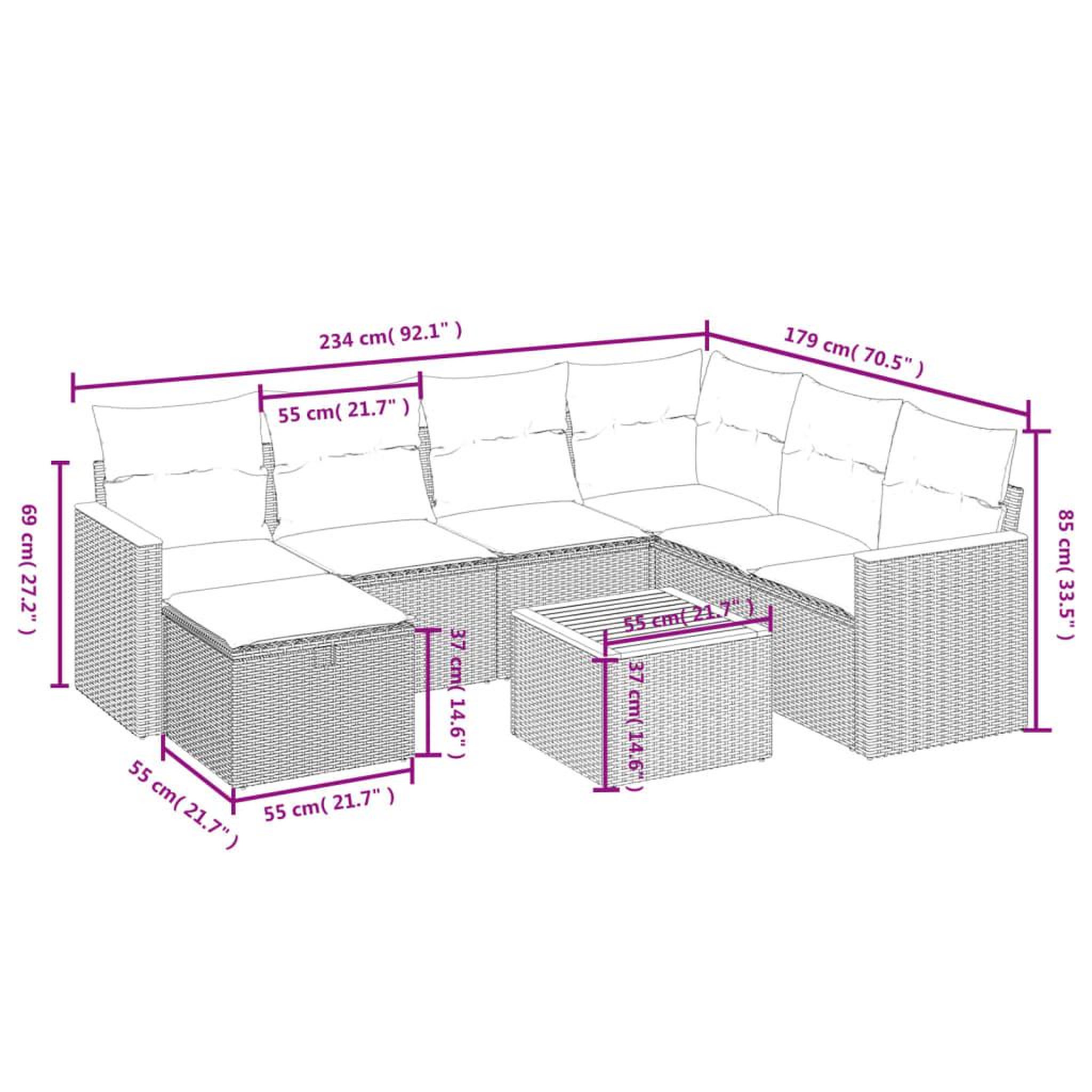 Voir la diapositive 5 : VIDAXL Salon de jardin 8 pcs avec coussins noir resine tressee
