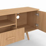 Voir la diapositive 6 : ID MARKET Meuble TV 180 cm JULIETTE 2 portes et 2 tiroirs lattes tasseau bois coloris chêne