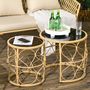 Voir la diapositive 2 : OUTSUNNY Lot de 2 tables basses gigognes de jardin résine tressée beige verre noir