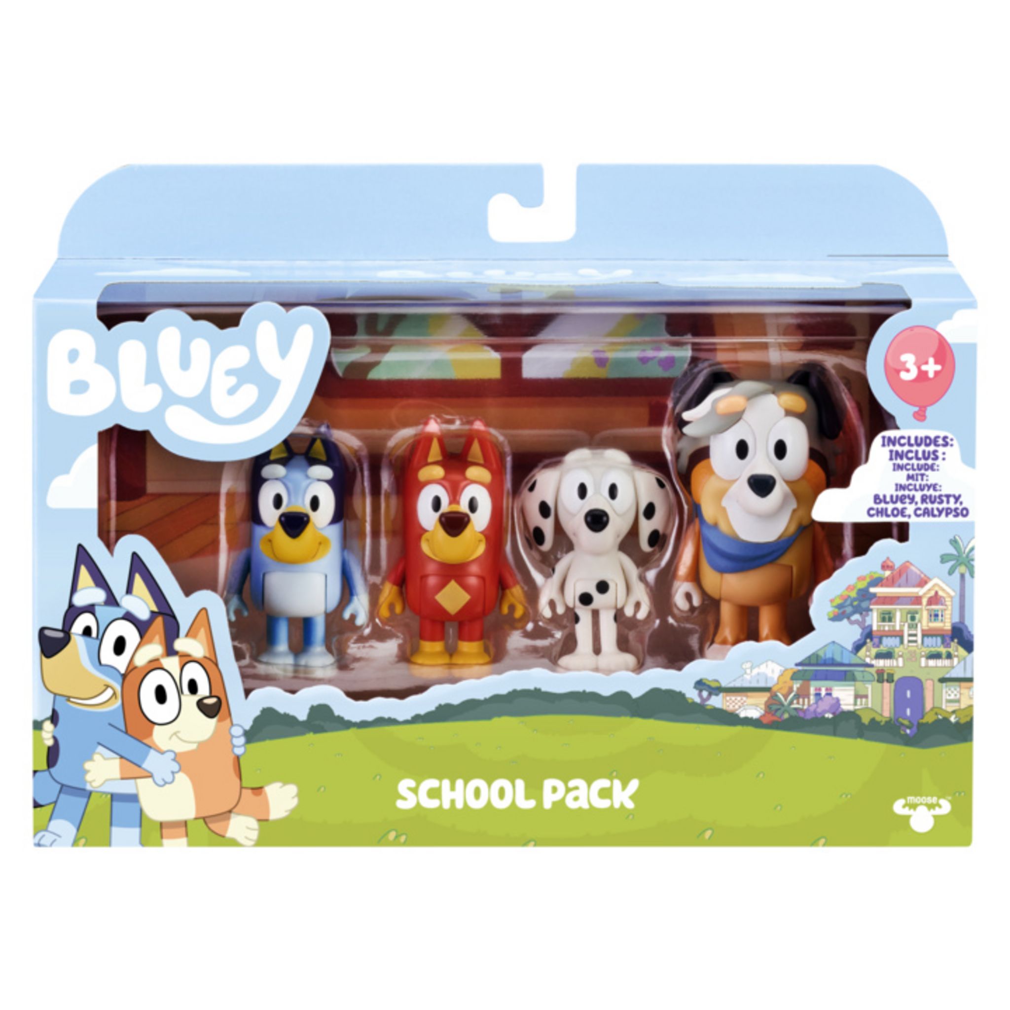 MOOSE TOYS Coffret 4 Figurines Les copains d'école de Bluey