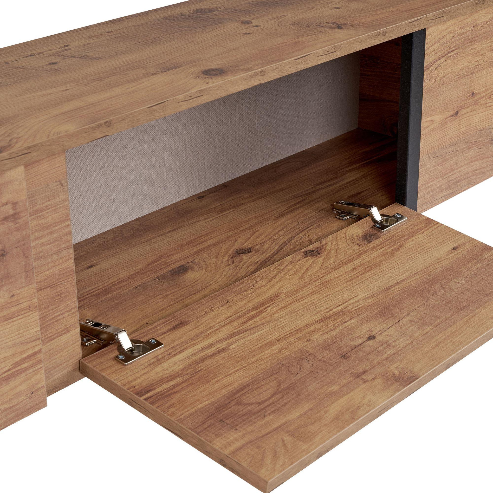 Voir la diapositive 4 : Habitat et Jardin Meuble tv en bois  onera  - 180 x 30 x 50 cm - pin atlantique / noir