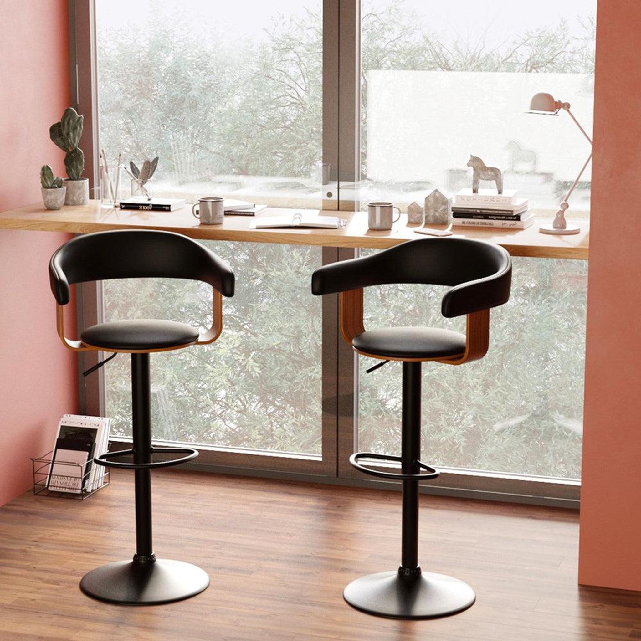 Voir la diapositive 5 : MAISON PAVANE Chaise de bar réglable 62/84 cm en cuir synthétique noir-harold