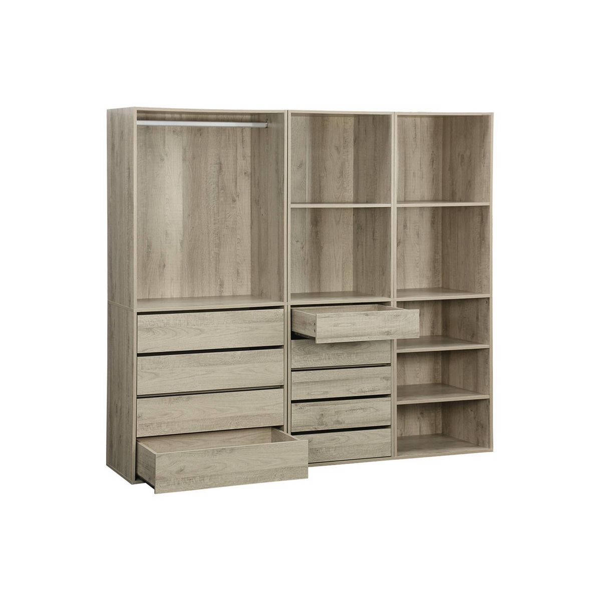 SWEEEK Kit dressing modulable 3 éléments MODULO. naturel. 200 x 45 x 180 cm