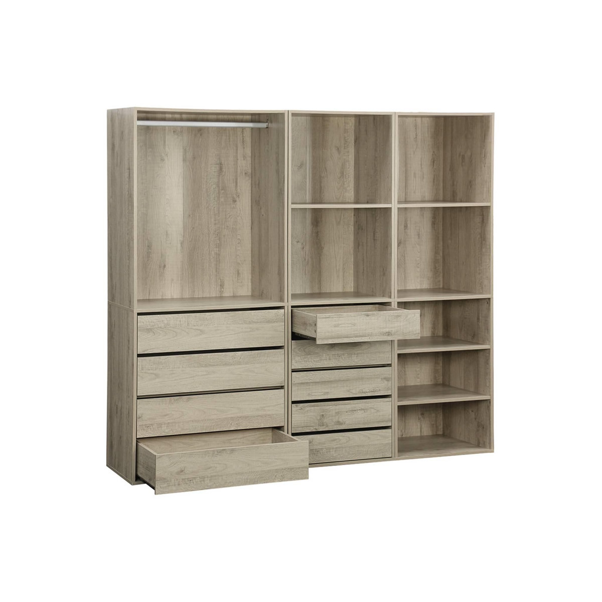 SWEEEK Kit dressing modulable 3 éléments MODULO. naturel. 200 x 45 x 180 cm
