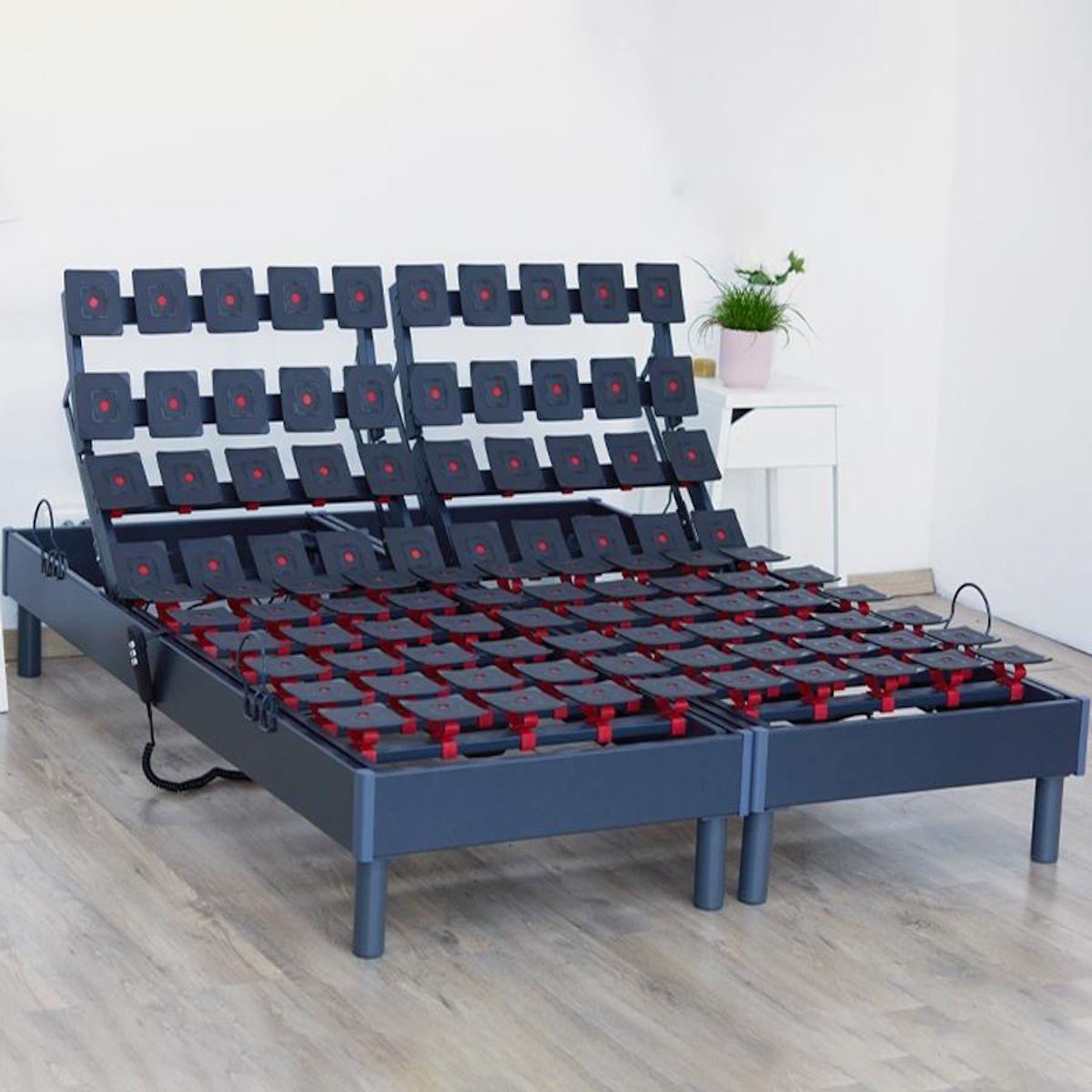 IDLITERIE Lot de Sommiers tous plots reglables gris