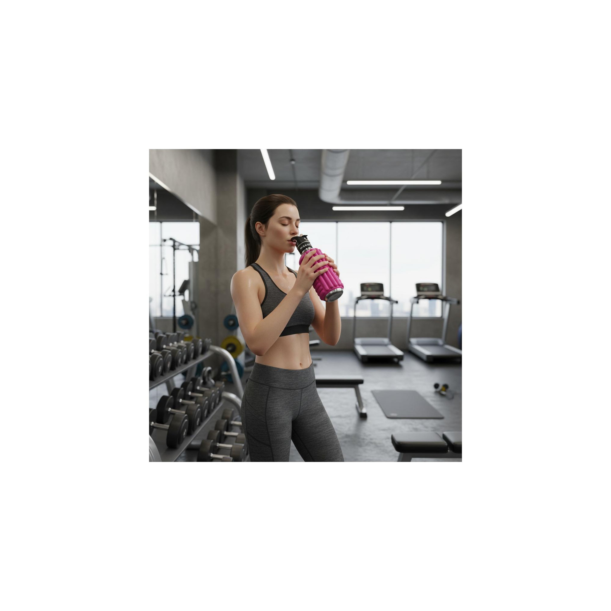 Voir la diapositive 5 : MOBOT Bouteille de sport - mobot - fonction 2 en 1 rouleau de massage - rose