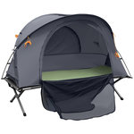 OUTSUNNY Ensemble tente de camping 3 en 1 avec lit de camp, tente, matelas gonflable gris