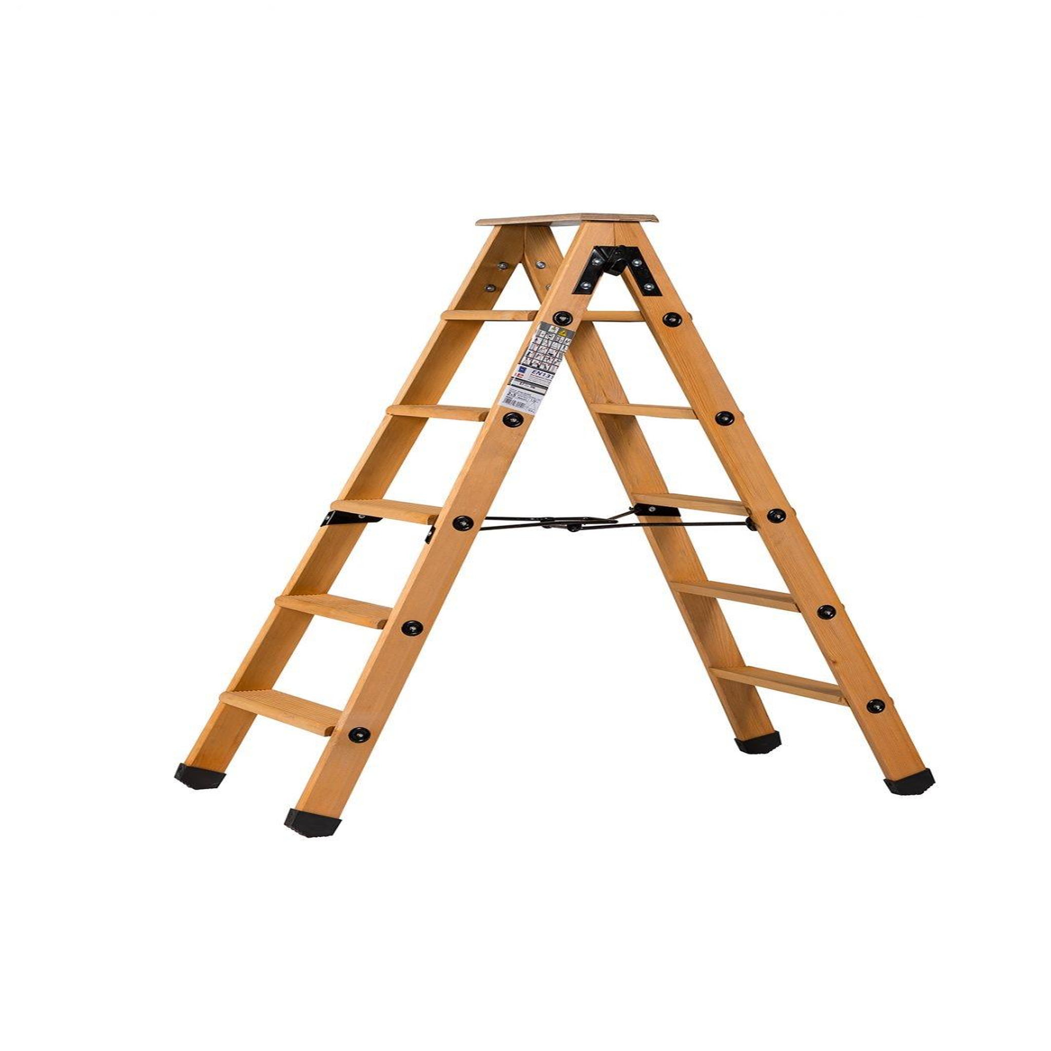 Centaure Escabeau double accès bois 2x5 marches + tablette - hauteur de travail 2,65m