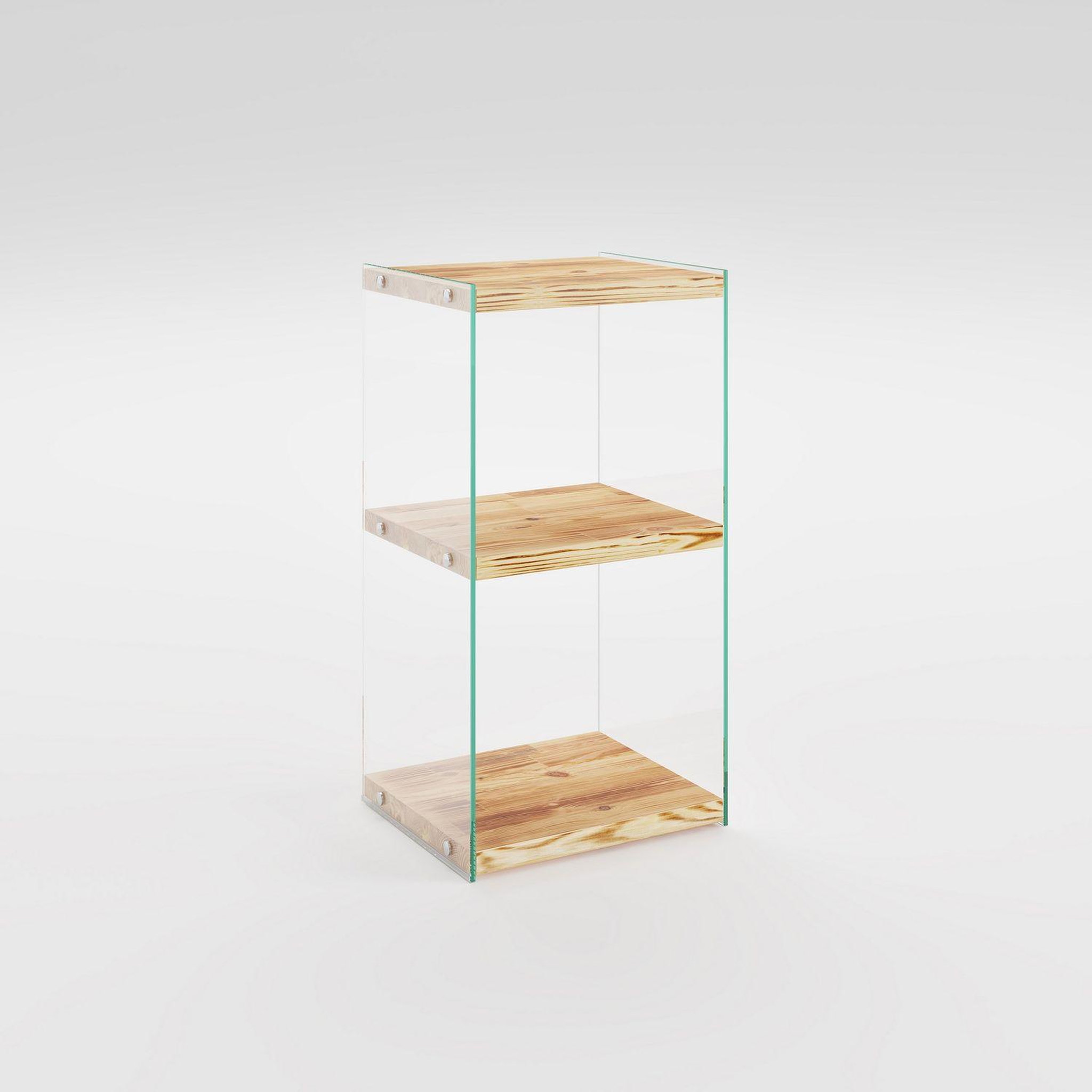 TOILINUX Etagère 3 niveaux en verre et bois clair niagara - beige