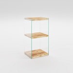 TOILINUX Etagère 3 niveaux en verre et bois clair NIAGARA - Beige