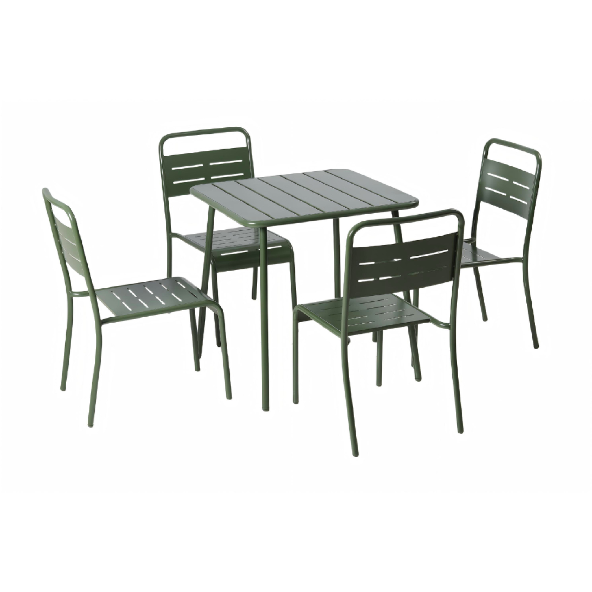 Voir la diapositive 6 : CONCEPT USINE Table carrée 4 places 70x70cm vert bergame