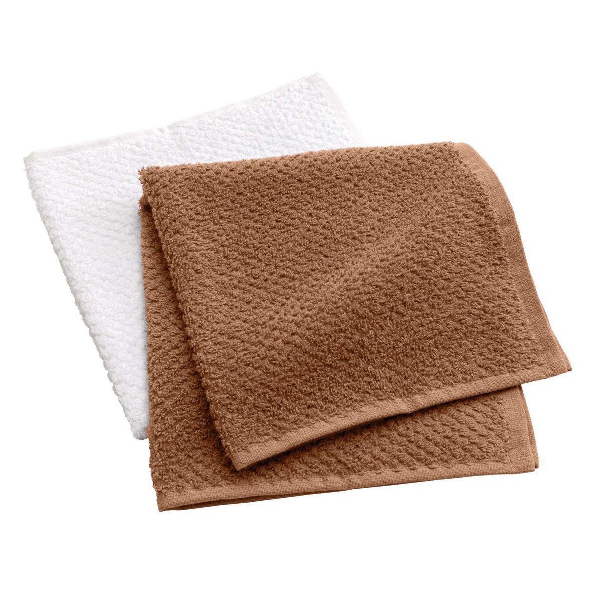 Douceur d'Intérieur Lot de 2 essuie-mains  gourmet  50x50cm mocha & blanc