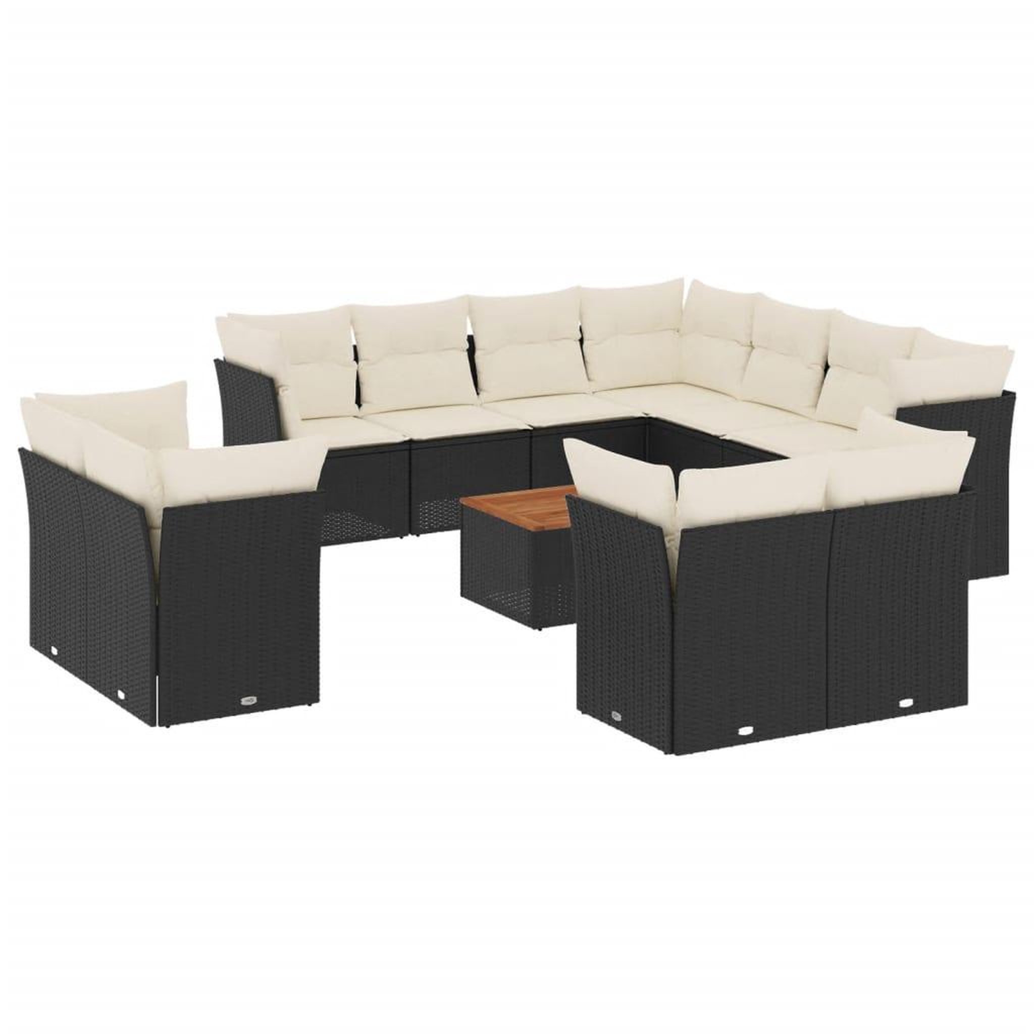 Voir la diapositive 2 : VIDAXL Salon de jardin 12 pcs avec coussins noir resine tressee
