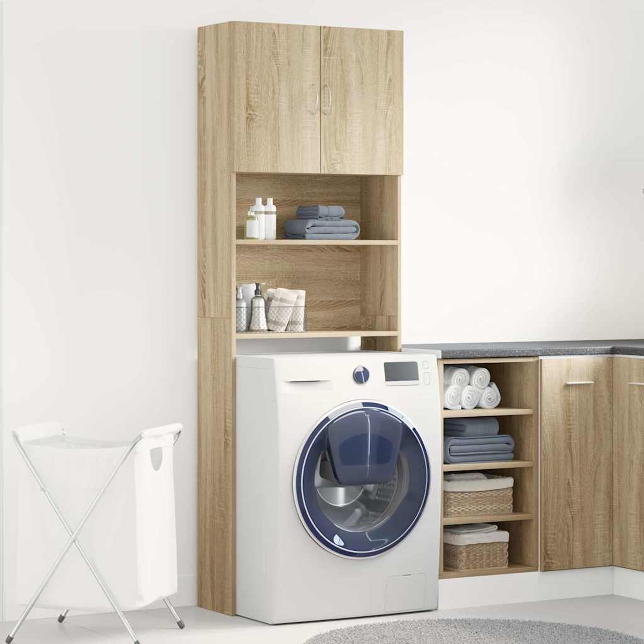 Voir la diapositive 3 : VIDAXL Meuble de machine a laver chene sonoma bois d'ingenierie