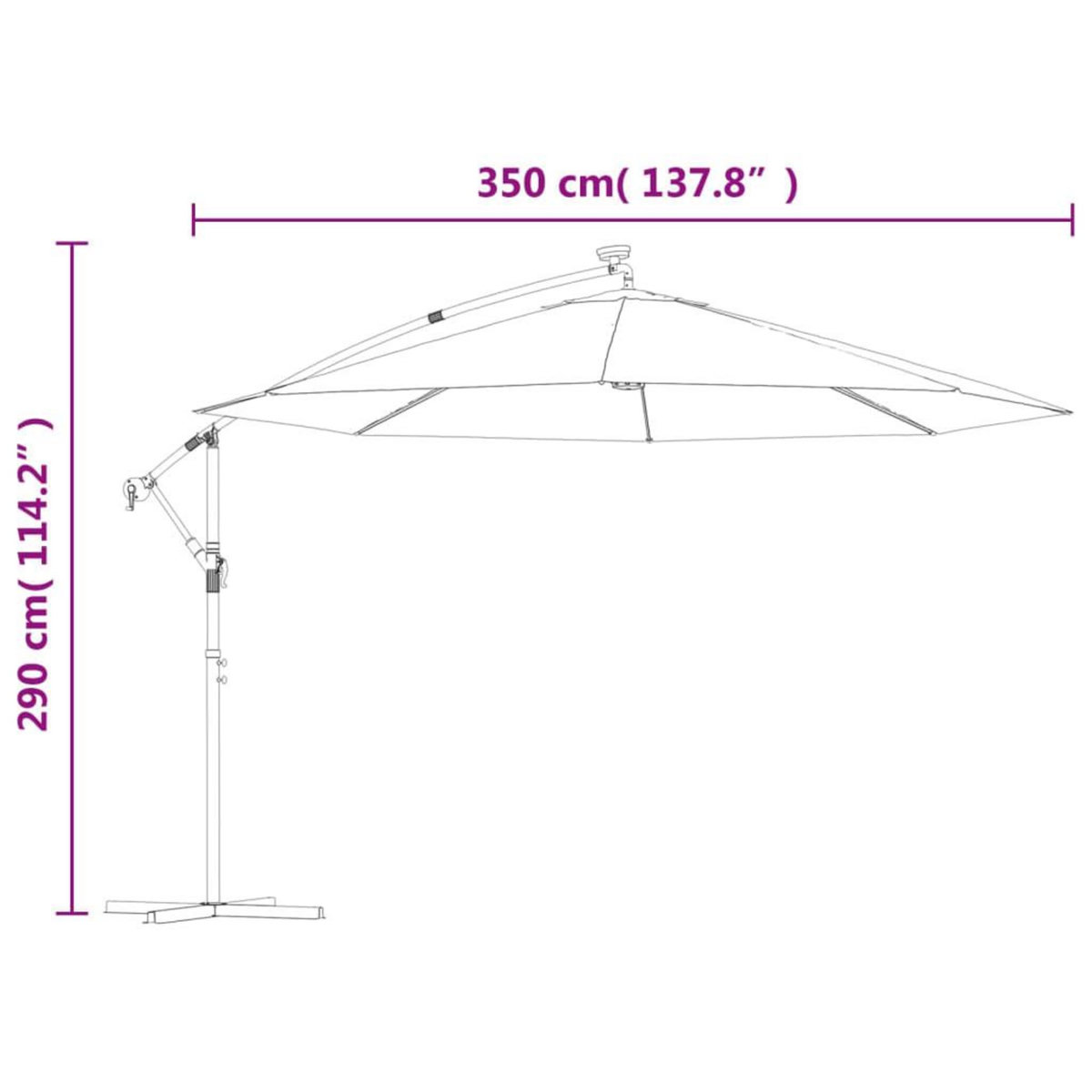 VIDAXL Parasol de jardin en porte-a-feux et lumieres LED mat en metal