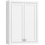 HOMCOM Armoire murale de salle de bain 3 niveaux 2 portes étagère bois blanc
