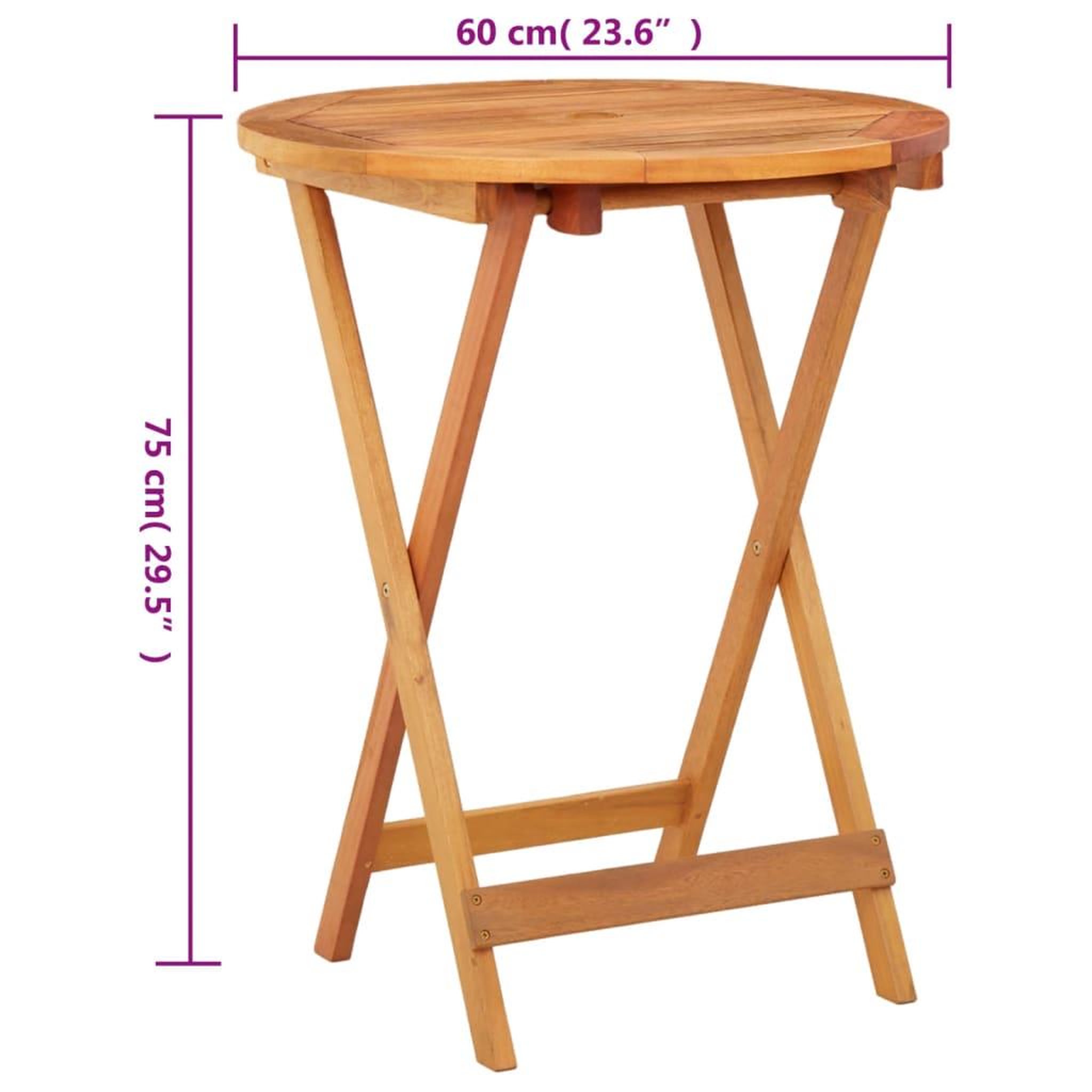 Voir la diapositive 5 : VIDAXL Table de jardin pliable Ø60x75 cm Bois d'eucalyptus solide