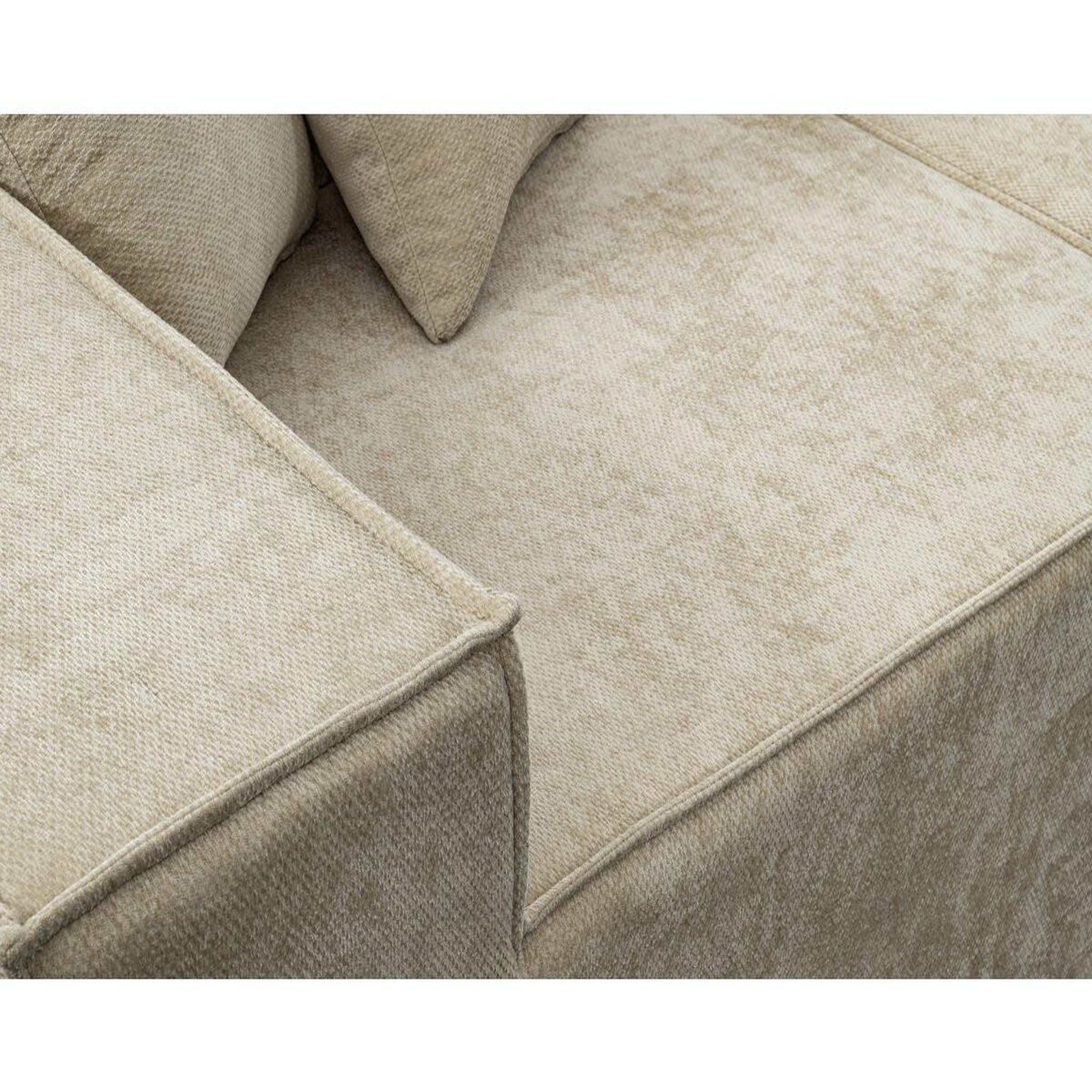 Voir la diapositive 4 : Habitat et Jardin Canapé droit modulable avec ottoman en tissu texturé  Lusso  - 3 places - Beige