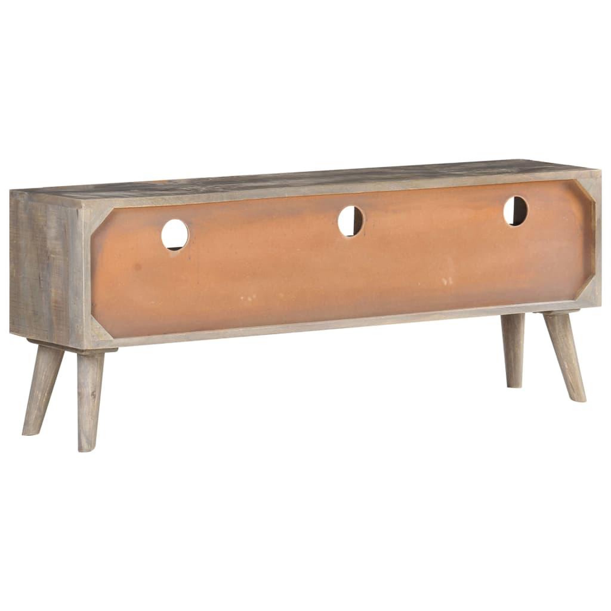 Voir la diapositive 4 : VIDAXL Meuble tv gris 130x35x51 cm bois massif de manguier brut