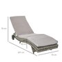 Voir la diapositive 3 : OUTSUNNY Bain de soleil transat grand confort - dossier inclinable 5 positions roulettes - matelas déhoussable inclus - résine tressée grise